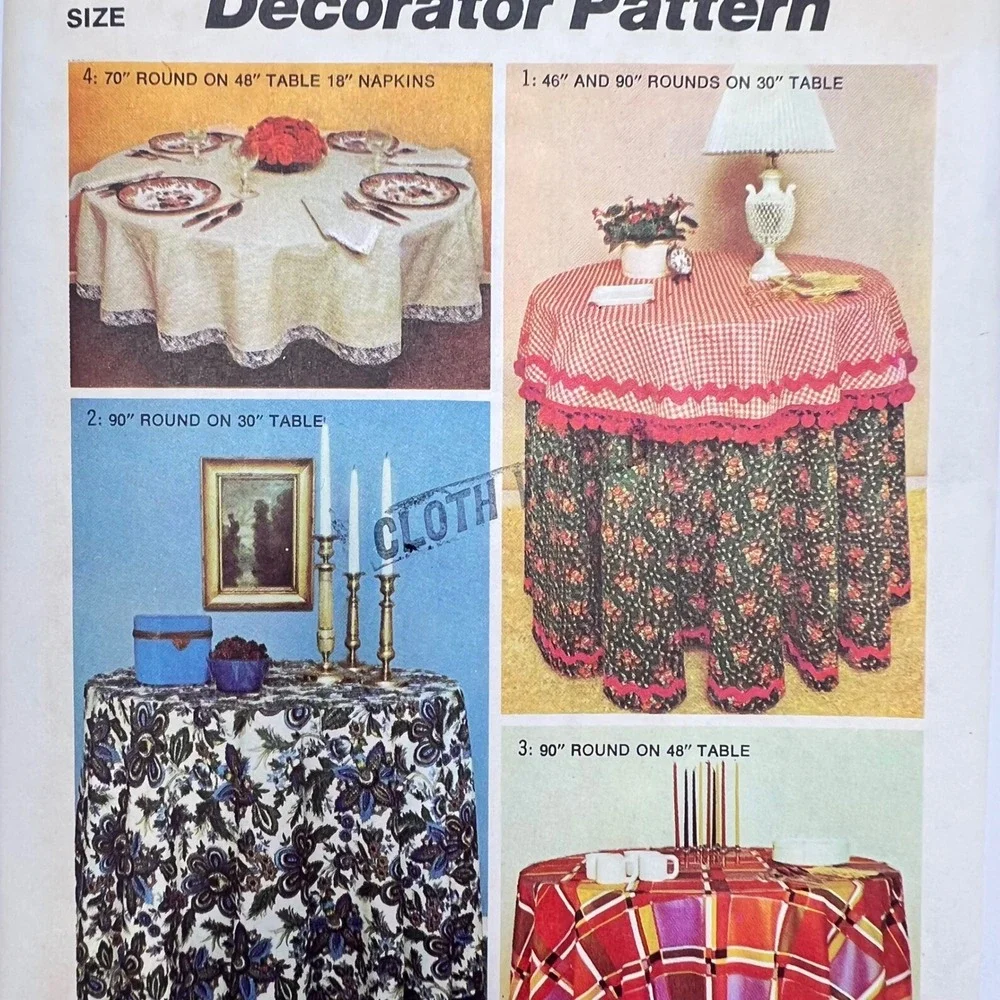 Simplicity 5474 Round Tablecloth and Napkins Sewing Pattern Vintage 1973‎ Uncut